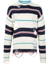 MIHARAYASUHIRO STRIPED DISTRESSED JUMPER