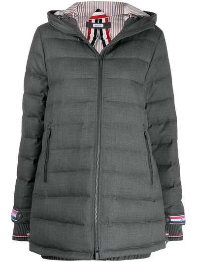 Thom Browne 120s Twill Funnel Neck Coat In 035 Med Grey