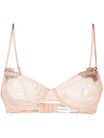 La Perla Maison Contouring Embroidered Stretch-tulle Underwired Soft-cup Bra In Beige