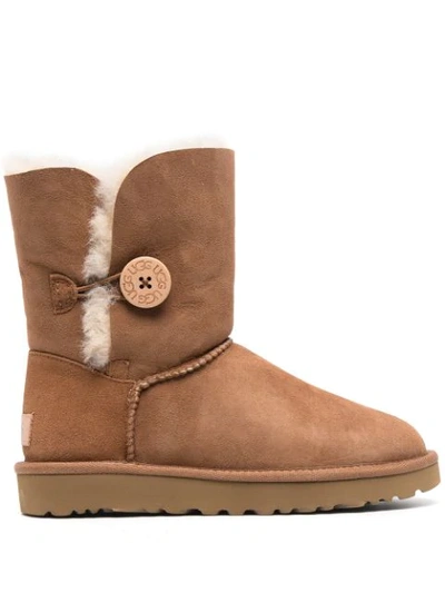 Ugg Bailey Button I Low Heels Ankle Boots In Leather Color Suede In Neutrals