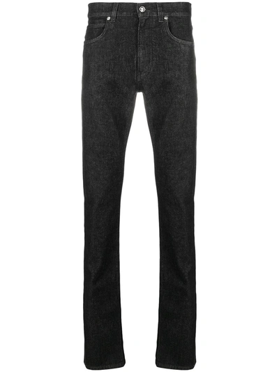 Versace Mens Black Straight Jean With Medusa Leather Patch