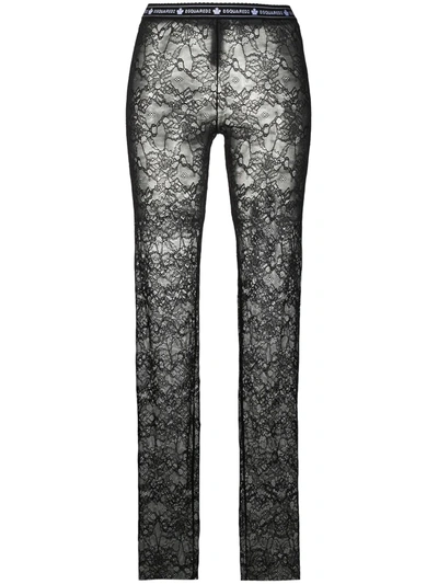 Dsquared2 Logo-waistband Lace Trousers In Black