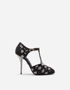 DOLCE & GABBANA MESH T-STRAP SHOES WITH FUSIBLE RHINESTONES