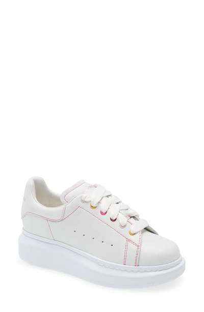 Alexander Mcqueen Kid White Oversize Sneakers With Multicolor Eyelets