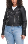 Levi's Water Repellent Faux Leather Fashion Belted Moto Jacket In Black Black