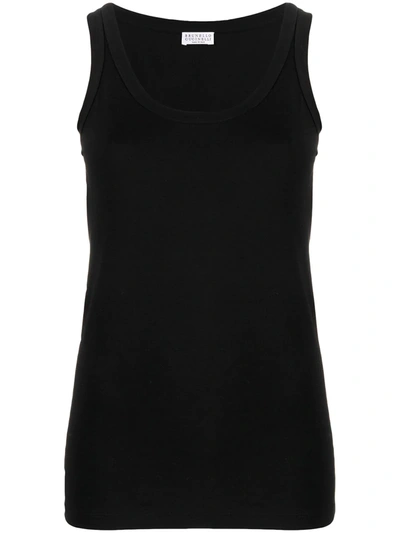 Brunello Cucinelli Bead-embellished Tank Top In Steel Grey