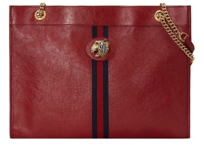 Pre-owned Gucci  Rajah Tote Large Leather Red