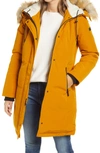 Sam Edelman Faux Fur Trim Hooded Down Jacket In Mustard