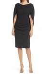 Betsy & Adam Drape Back Scuba Crepe Cocktail Dress In Black