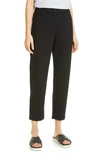 Eileen Fisher Organic Cotton & Hemp High Waist Tapered Ankle Pants In Black