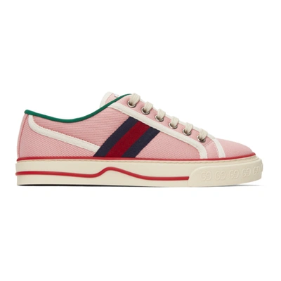 Gucci Tennis 1997 Webbing-trimmed Logo-embroidered Canvas Sneakers In Pink