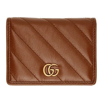 Gucci 棕色 Diagonal Gg Marmont 2.0 卡包 In 2535 Cuir/cuir