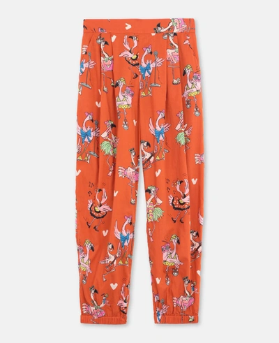 Stella Mccartney Kids' Flamingo Party Print Trousers In Orange