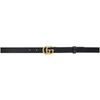 Gucci Glossy Finish Regular Belt With Bold Double G Buckle In 1000 Black