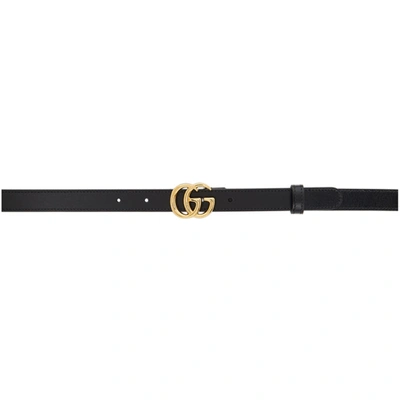 Gucci Black Thin Gg Marmont Belt