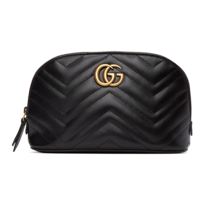 Gucci Black Gg Marmont 2.0 Cosmetic Pouch In 1000 Black