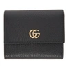GUCCI BLACK SMALL GG MARMONT TRIFOLD WALLET