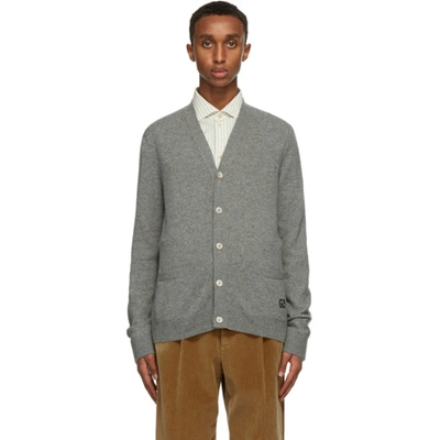 Gucci Gg-embroidered Cashmere Cardigan In Grey