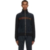 Gucci Suede And Knit Cotton Bomber Jacket In Blue