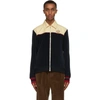 GUCCI NAVY VELOUR ZIP-UP JACKET