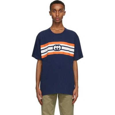 Gucci Blue Interlocking G Stripe Print T-shirt