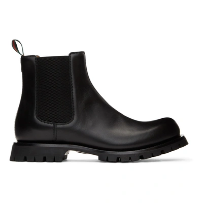 Gucci Kyra Web-stripe Leather Chelsea Boots In Black