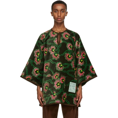 Gucci Green Ken Scott Edition Velvet Floral Shirt In 1036 Blkpnk