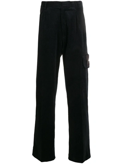 Qasimi Straight-leg Logo Patch Trousers In Blue