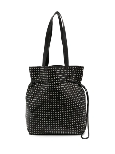 10 Corso Como Spot Print Leather Bucket Shoulder Bag In Black