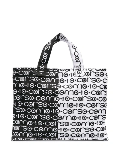 10 Corso Como Two-tone Logo Canvas Bag In White