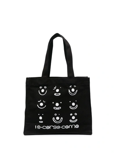 10 Corso Como Graphic Print Mini Tote Bag In Black