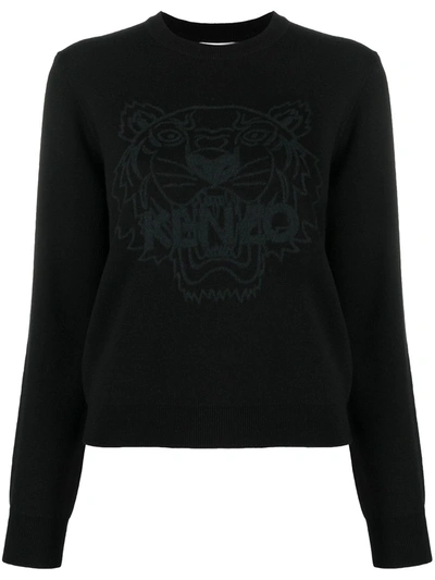 Kenzo Tiger Wool Blend Sweatshirt In Black