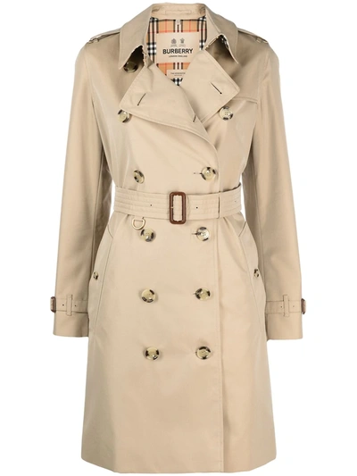 Burberry Double-breasted Trench Coat In Pink