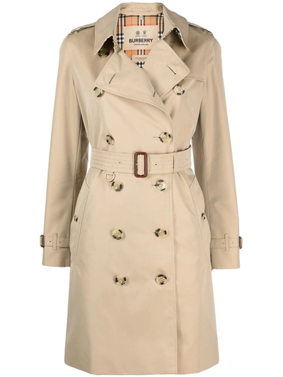 Burberry Double-breasted Trench Coat In Nude