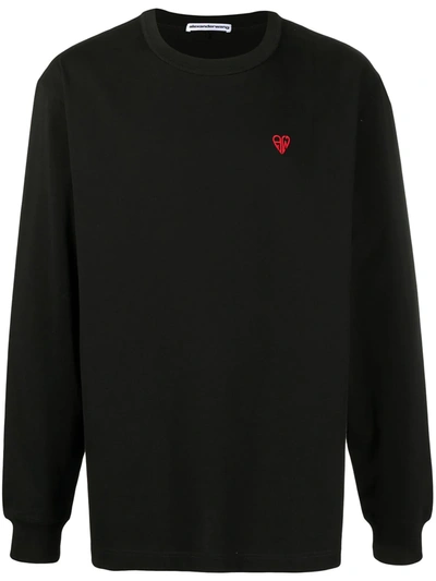 Alexander Wang Heart Embroidered Mock Neck Sweatshirt In Black