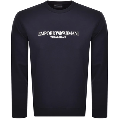 Armani Collezioni Emporio Armani Crew Neck Logo Sweatshirt Navy