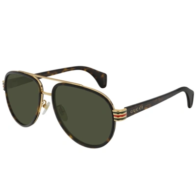 Gucci Gg0447s M Aviator Sunglasses In Green