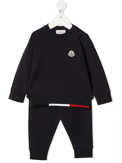 Moncler Babies' Embroidered-logo Tracksuit In 蓝色