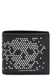 ALEXANDER MCQUEEN SKULL STUDDED LEATHER BIFOLD WALLET,5508181ACYN