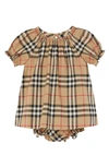 BURBERRY VINTAGE CHECK RUCHED COTTON DRESS,8036601