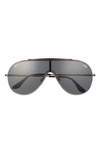 Ray Ban Ray-ban Women's Brow Bar Shield Sunglasses, 140mm In Gunmetal/ Dark Grey