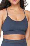 Spiritual Gangster Wide Rib Scoop Bra Lurex In Slate