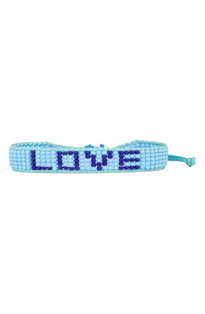 Ubuntu Life Love Beaded Woven Bracelet In Light Blue/ Navy