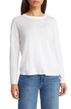 Eileen Fisher Organic Linen Long Sleeve T-shirt In White