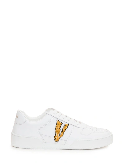 Versace Virtus Ilus Leather Trainers In White
