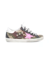 GOLDEN GOOSE SUPER-STAR CAMOUFLAGE RIPSTOP UPPER LEATHER STAR,GWF00102.F000246 80257 GREEN CAMOUFLAGE FUXIA FLUO