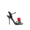 Dolce & Gabbana Rose-emebllished Leather High-heel Sandals In Nero