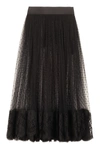 Dolce & Gabbana Point D'esprit Tulle Midi Skirt In Black