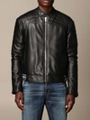 JUST CAVALLI LEATHER JACKET WITH LOGO,11676295