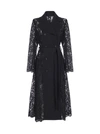 Dolce & Gabbana Lace And Crepe Double-breasted Coat In Nero
